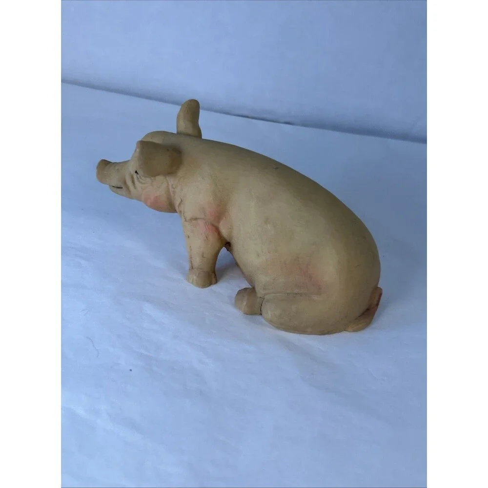 PINK Pig Figurine Resin? Detailed Country Cottage Farmhouse Animal Pet Farm